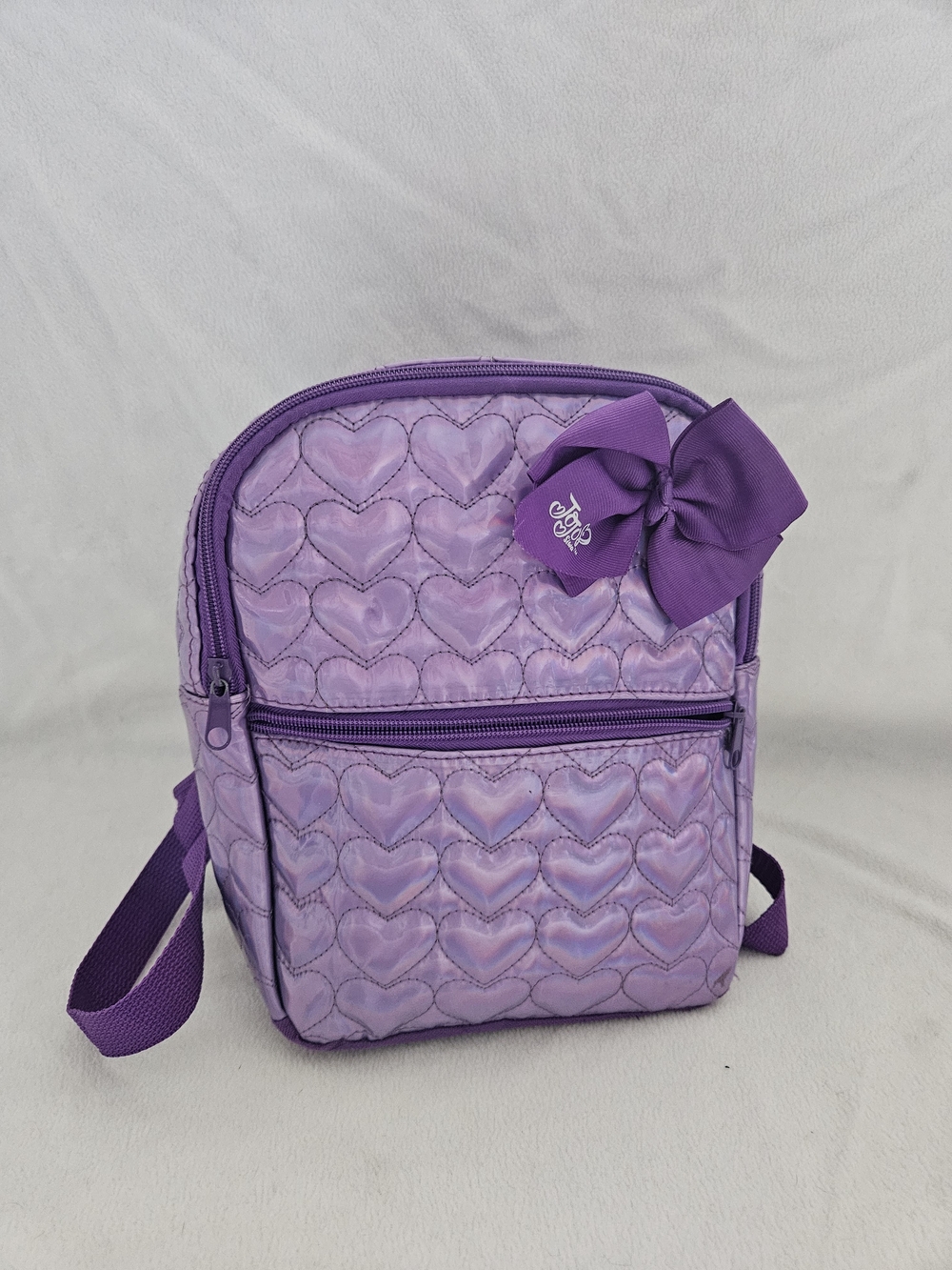 Source Unknown Purple Heart-Quilted Kids Backpack with Bow Accent